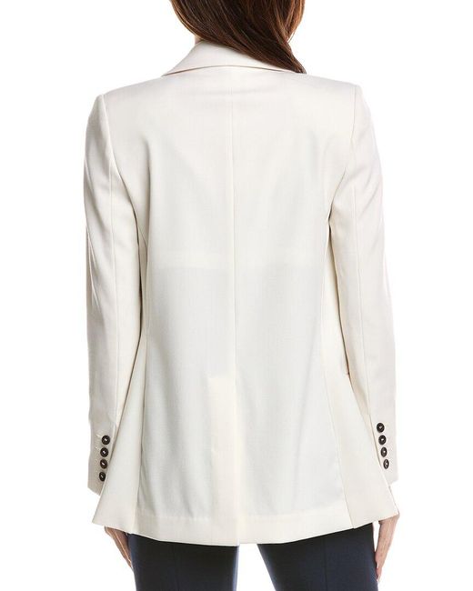 Oscar de la Renta Natural 2-Pocket Double-Breasted Silk-Lined Wool-Blend Blazer