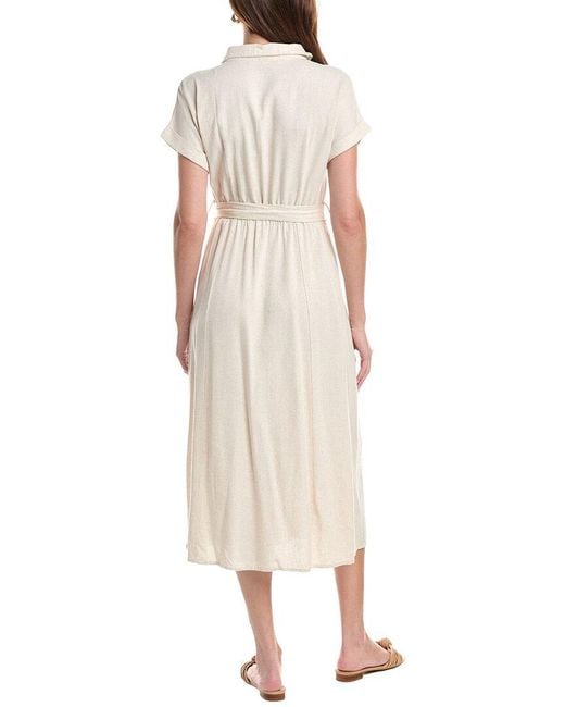 Marion Natural Linen-Blend Midi Dress