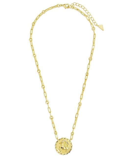 Sterling Forever Metallic 14k Plated Cz Bold Link Capricorn Zodiac Necklace