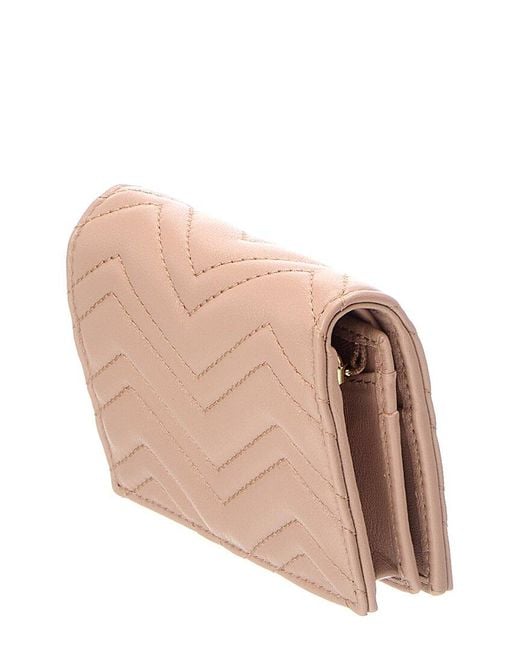 Gucci Pink Gg Marmont Leather Card Case
