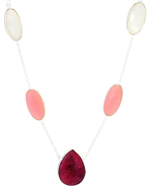 Samuel B. Pink Ruby, Opal & Moonstone Necklace