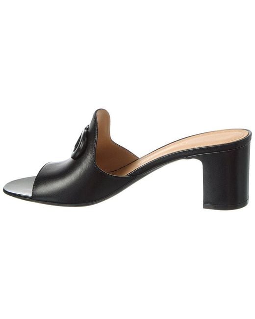 Ferragamo Black Gancini Leather Sandal