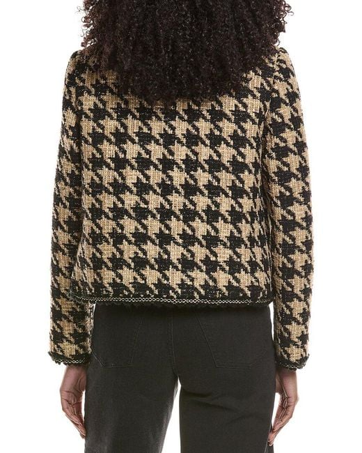 Tahari Black Oversized Houndstooth Jacket