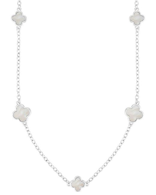 Adornia White Mother Of Pearl 36In Flower Station Necklace