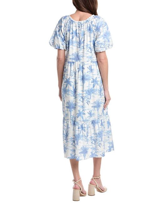 Tommy Bahama Blue Fortuna Fronds Midi Dress