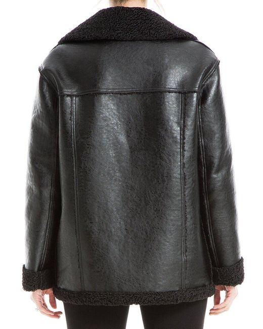 Max Studio Black Leatherette Zip Front Jacket