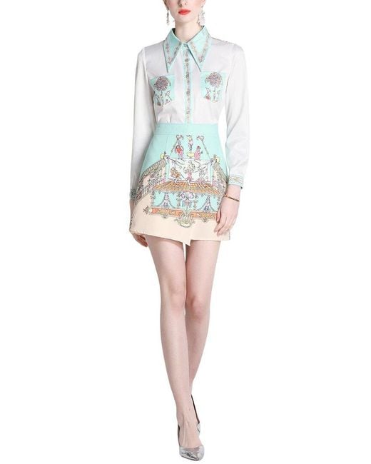 Kaimilan White 2pc Shirt & Skirt Set