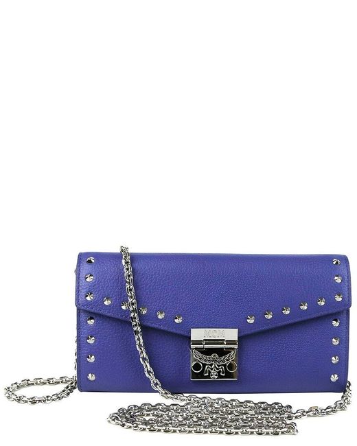 MCM Blue Chain Leather Chain Wallet