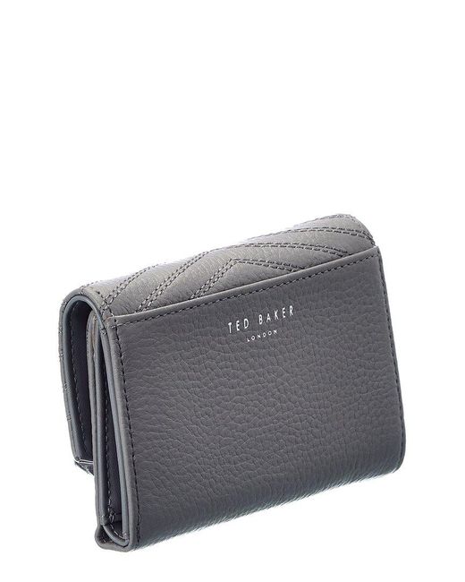 Ted Baker Gray Jensina Quilted Leather Bifold Wallet
