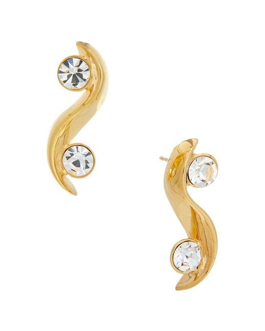 Oscar de la Renta Metallic Crystal Wave Earrings