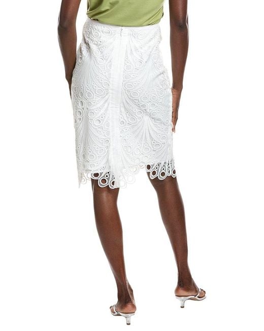 Gracia White Hollow-Out Lace Embroidered Mini Skirt