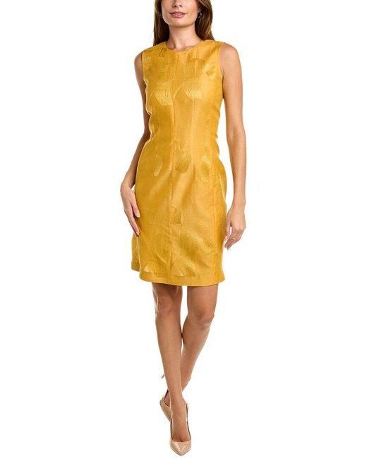 Lafayette 148 New York Yellow Adsley Linen & Silk-blend Sheath Dress