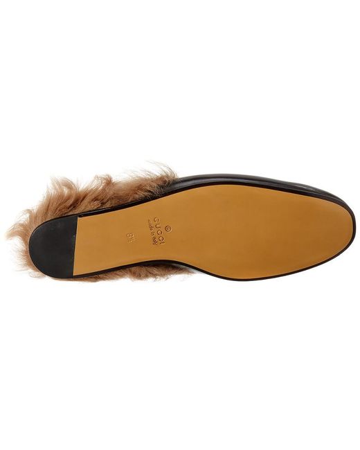 GUCCI ANGRY CAT FUR TRIM LEATHER SLIPPERS Gucci Horsebit Slipper With Angry Cat Appliqu, $930  main image 3