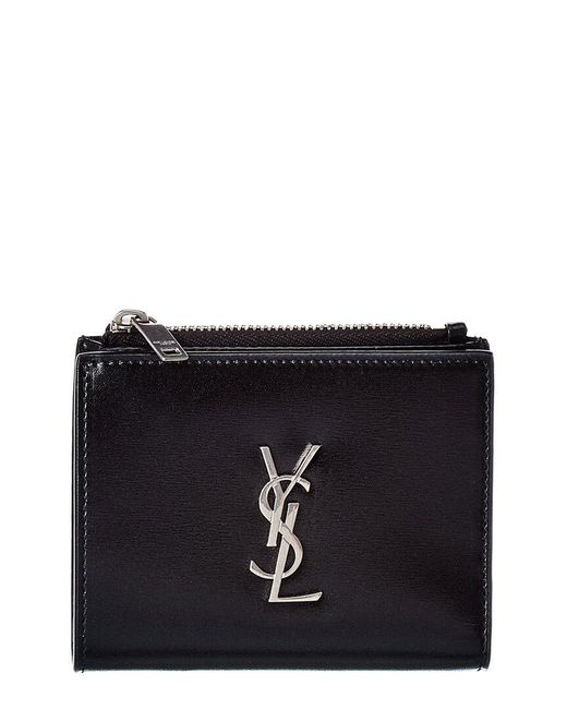 Saint Laurent Black Monogram Zippered Leather Card Case