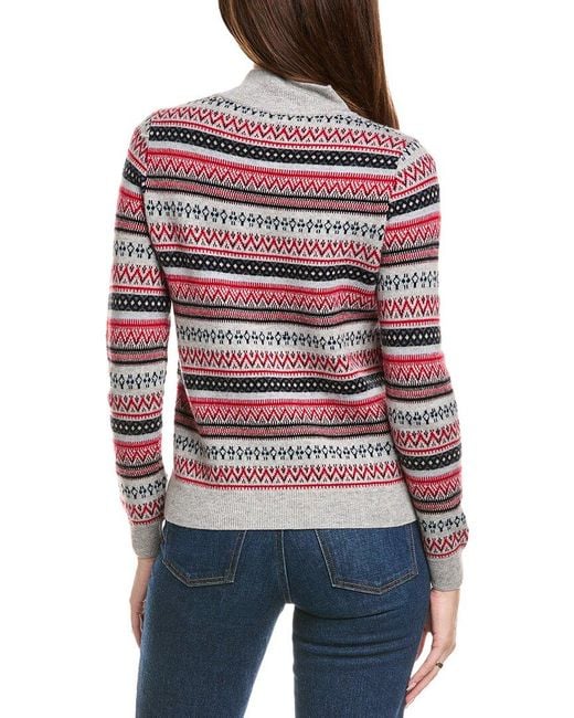 Kier + J Red Kier + J Fairisle Zip Wool & Cashmere-Blend Cardigan