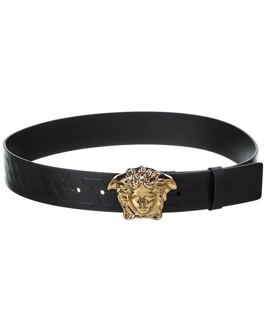 Versace Black La Medusa Greca Leather Belt for men