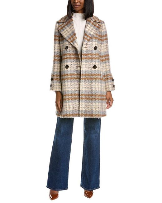 Sam Edelman Doublebreasted Flared Woolblend Coat in Natural Lyst