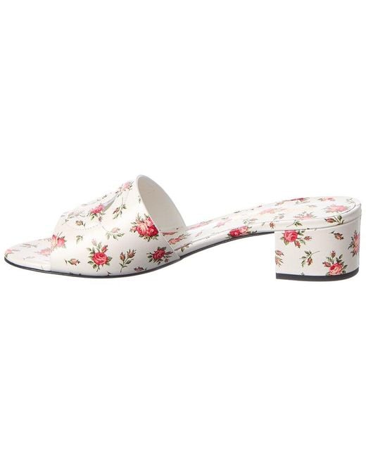 Dolce & Gabbana White Dg Logo Leather Sandal