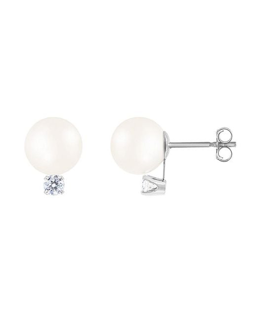 Splendid Multicolor 14k 0.06 Ct. Tw. Diamond & 6-6.5mm Akoya Pearl Earrings