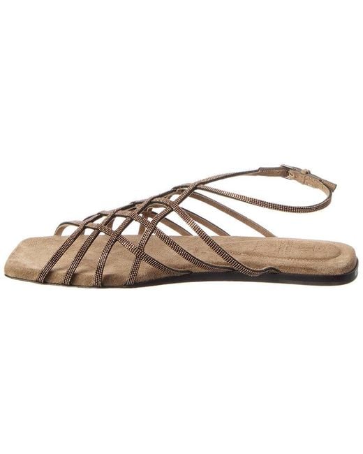 Brunello Cucinelli Metallic Leather Slingback Sandal