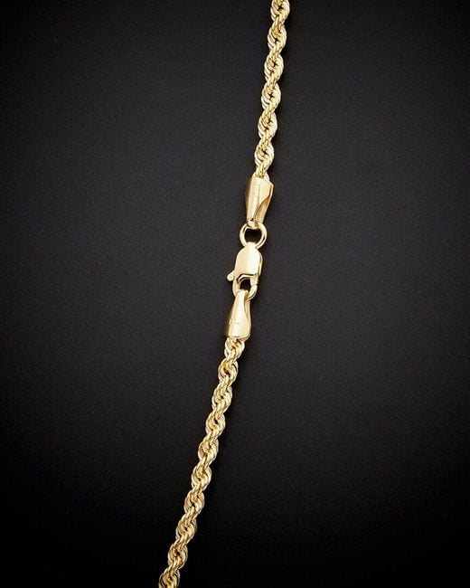 Italian Gold Black 14k Hollow Rope Chain Necklace