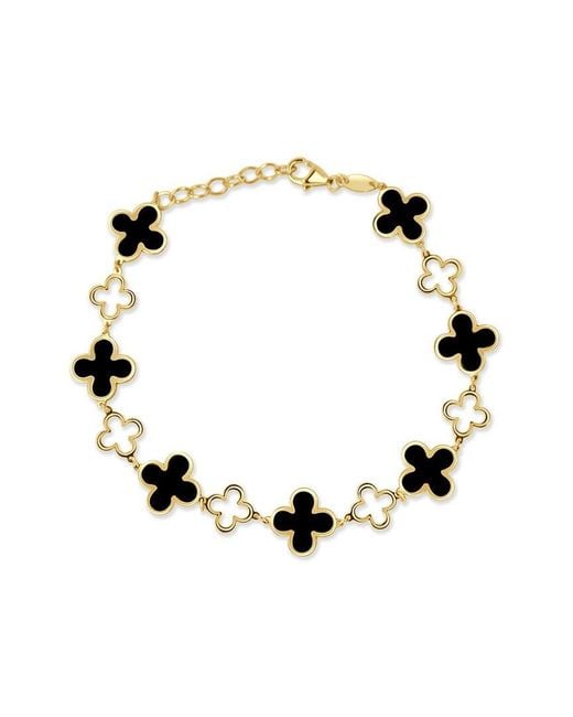 Italian Gold Multicolor 14K Onyx Station Chain Bracelet