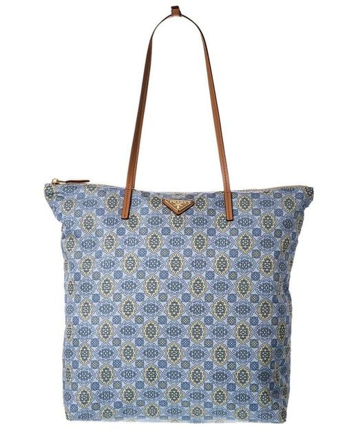Prada Blue Logo Nylon Tote