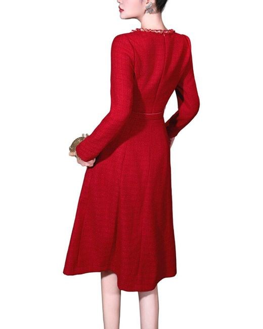 BURRYCO Red Solid Midi Dress