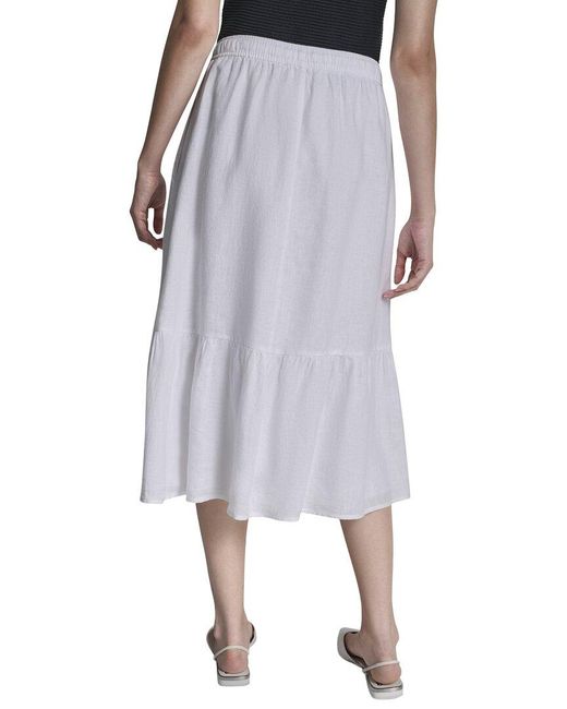 DKNY Gray Pull On Linen Skirt