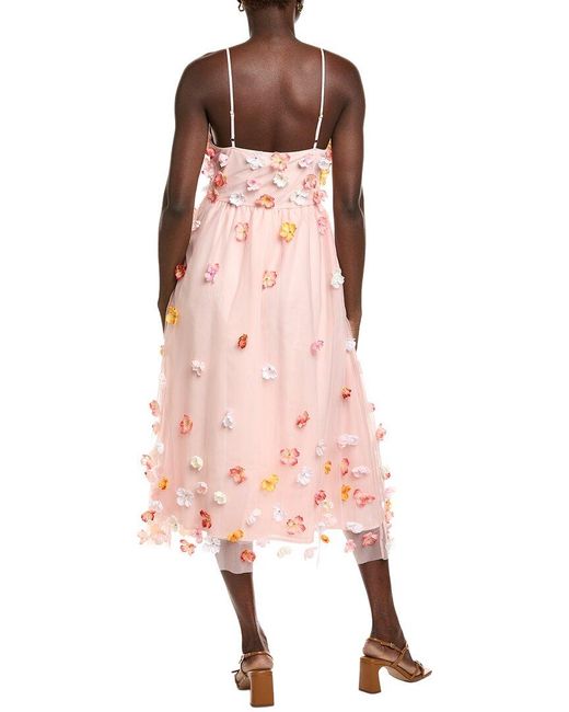 English Factory Pink Flower Midi Dress