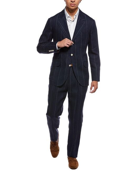 Brunello Cucinelli Blue 2Pc Linen Suit for men