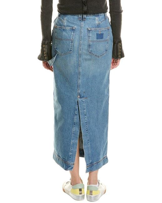 Free People Blue Francisco Denim Maxi Skirt