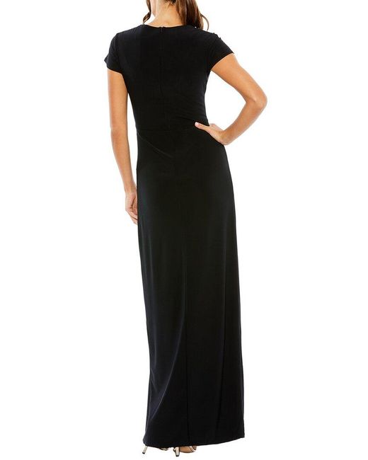 Mac Duggal Black Slit Gown With Side Beaded Detail