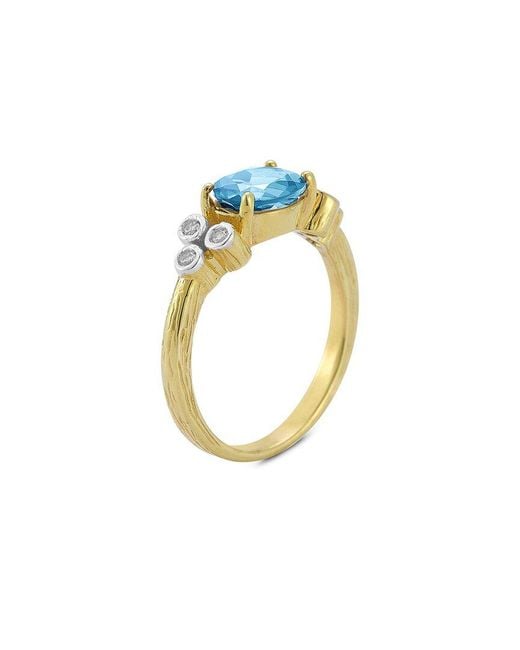 Reiss Blue 14K 1.59 Ct. Tw. Diamond & Topaz Cocktail Ring