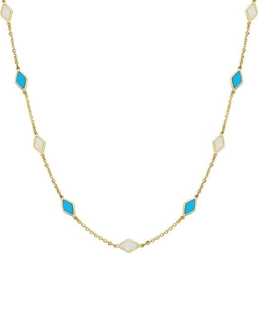 Italian Gold Metallic 14K Gemstone Station Layered Necklace