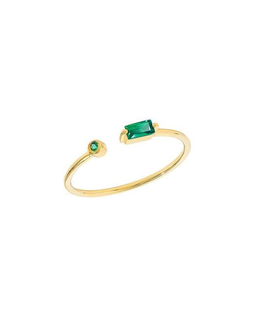 TIRAMISU Blue 14K Over 0.14 Ct. Tw. Lab Created Emerald Bypass Ring