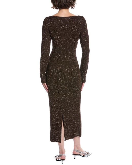 Lela Rose Brown Sequin Midi Sweaterdress