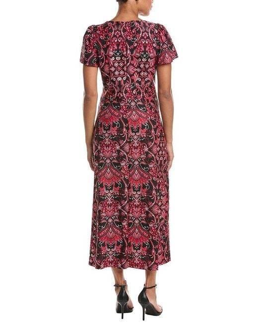 Jude Connally Red Jodi Gilded Midi Dress