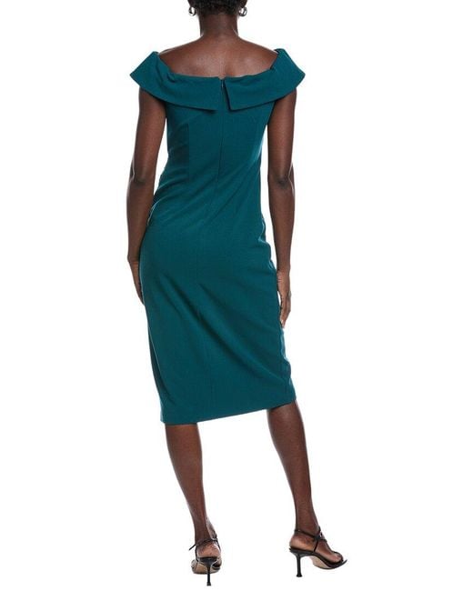 Aidan Mattox Green Printed Midi Dress
