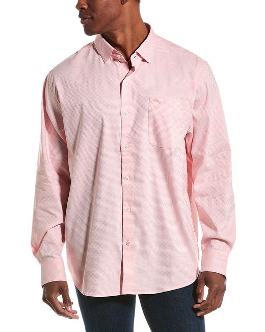 Tommy Bahama Pink Sarasota Stretch Ventura Isles Shirt for men