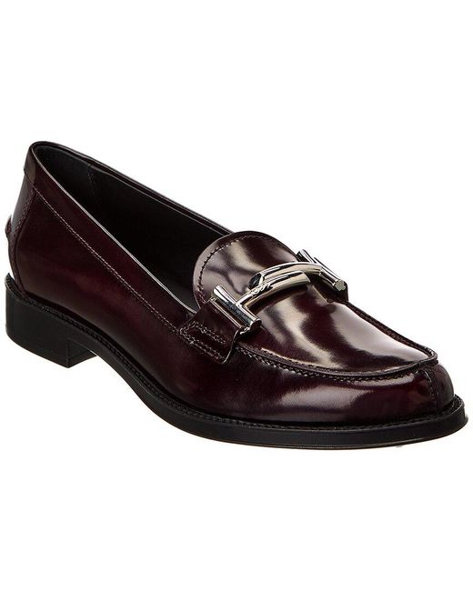 Tod's Brown Gommani Double T Leather Loafer