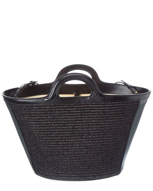 Marni Black Tropicalia Small Leather Tote