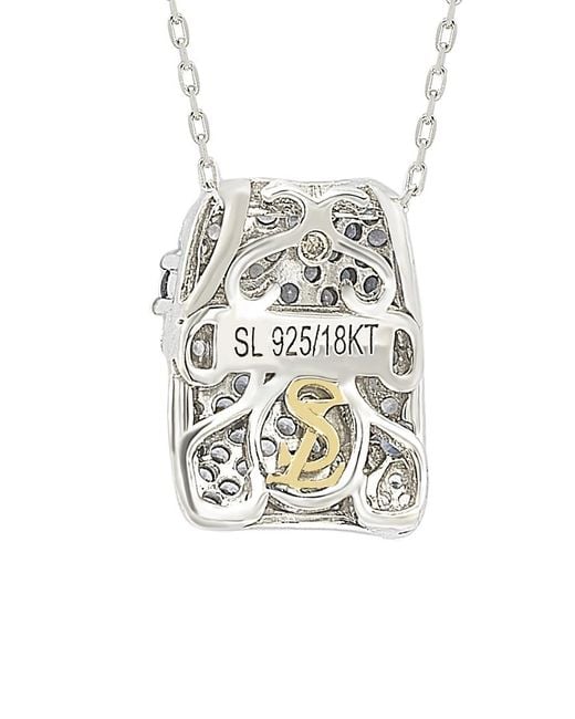 Suzy Levian Metallic Silver 0.86 Ct. Tw. Sapphire Necklace