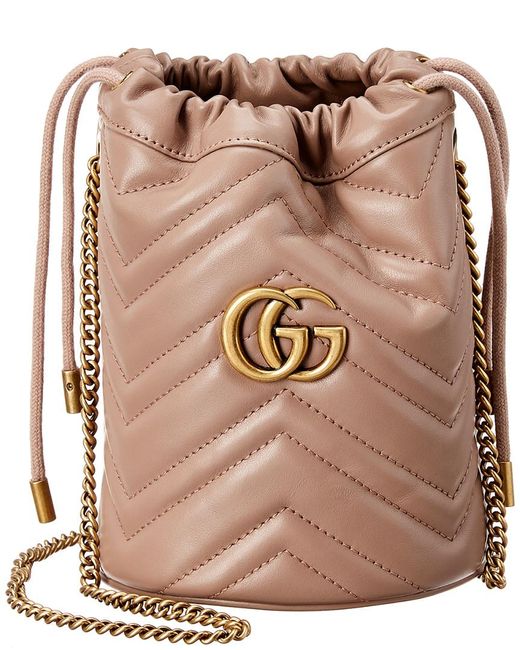Gucci Brown GG Marmont Mini Bucket Bag