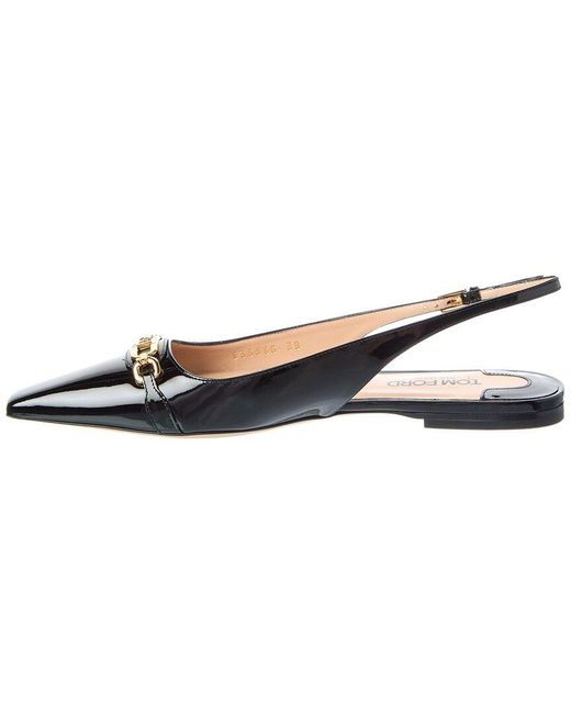 Tom Ford Black Whitny Patent Slingback Ballerina Flat