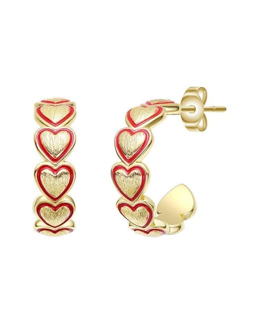Genevive Jewelry Metallic Rachel Glauber 14K Plated Hoop Earrings