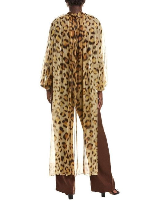 Oscar de la Renta Metallic Woven Silk Blouse