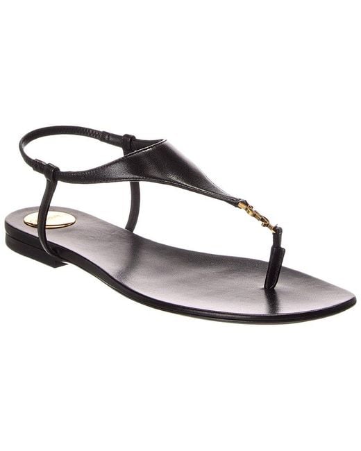 Saint Laurent White Cassandre Leather Sandal