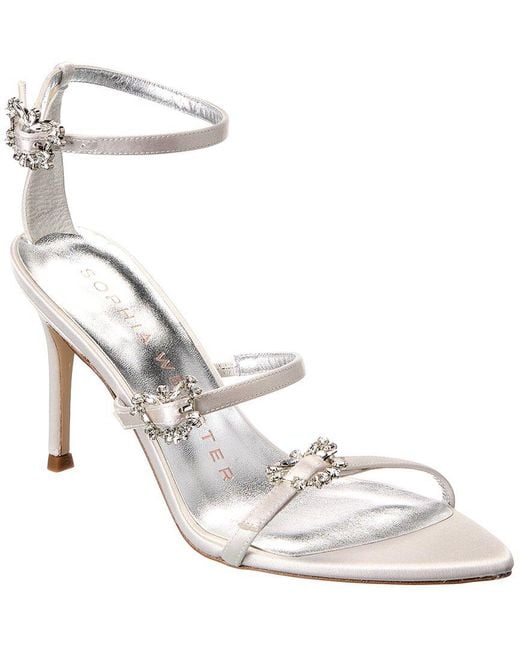 Sophia Webster White Grace Mid Satin Sandal