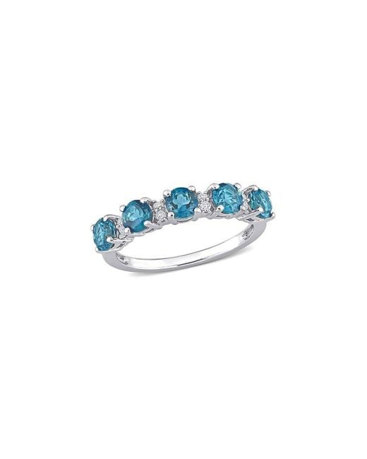 Rina Limor Blue Silver 1.62 Ct. Tw. Gemstone Half-eternity Ring